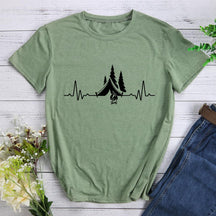 Heartbeat Camping Round Neck T-shirt