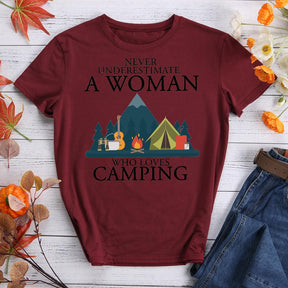 Never Underestimate a Woman Who Loves Camping T-shirt