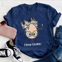 T-shirt Chat J'aime les livres