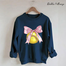 Coquette Pink Bow Softball Mama Sweatshirt