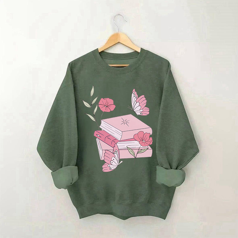 Floral Butterfly Book Lover Sweatshirt