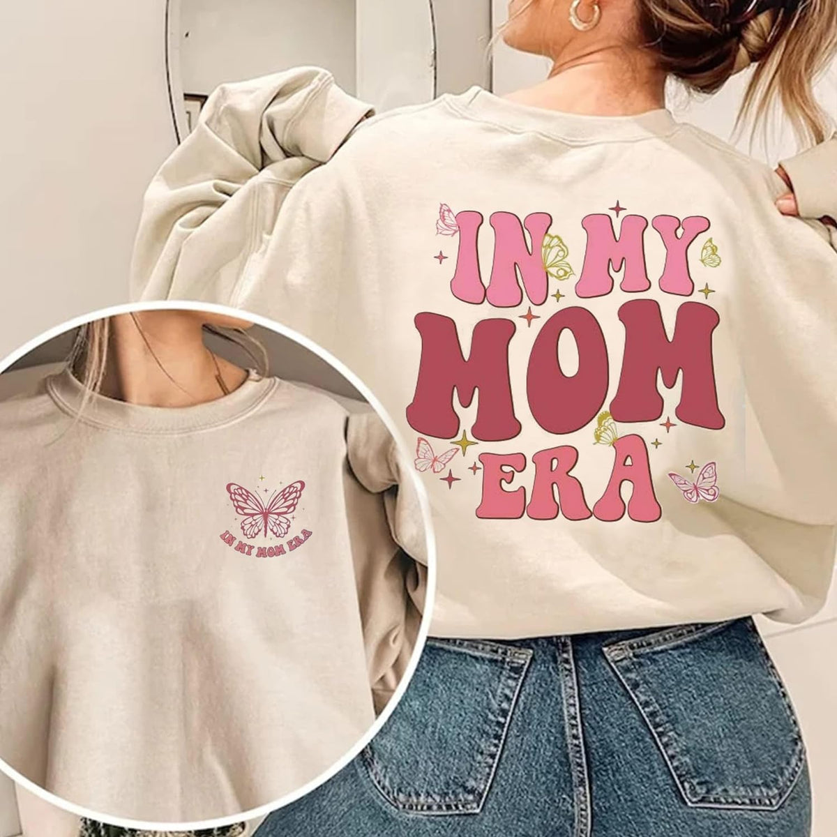 In My Mom Era Cute Butterfly Sweatshirt