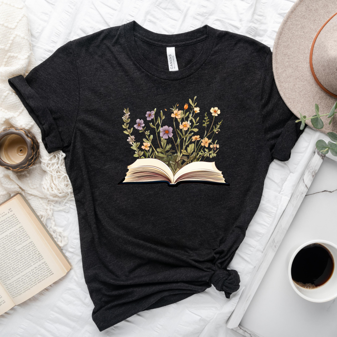 Open Book Flowers T-shirt