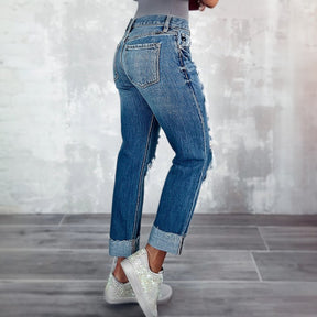 Jean déchiré slim taille haute