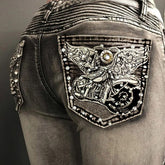 Vintage Slim Embroidered Pockets Jeans