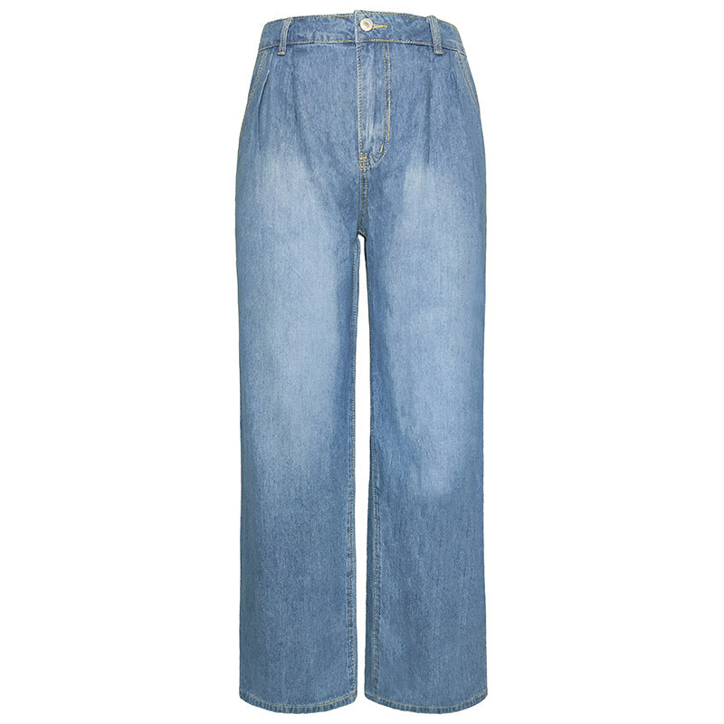 Lockere Jeans mit weitem Bein und hoher Taille