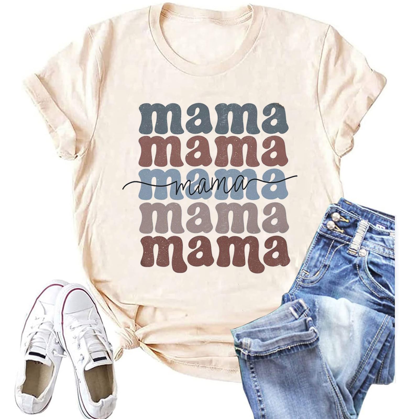 Mama Funny Letter Print T-shirt