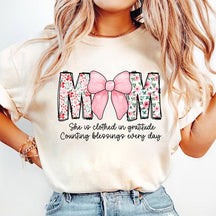 Mom She is Clothed in Gratitude Counting Blessings Every Day T-shirt