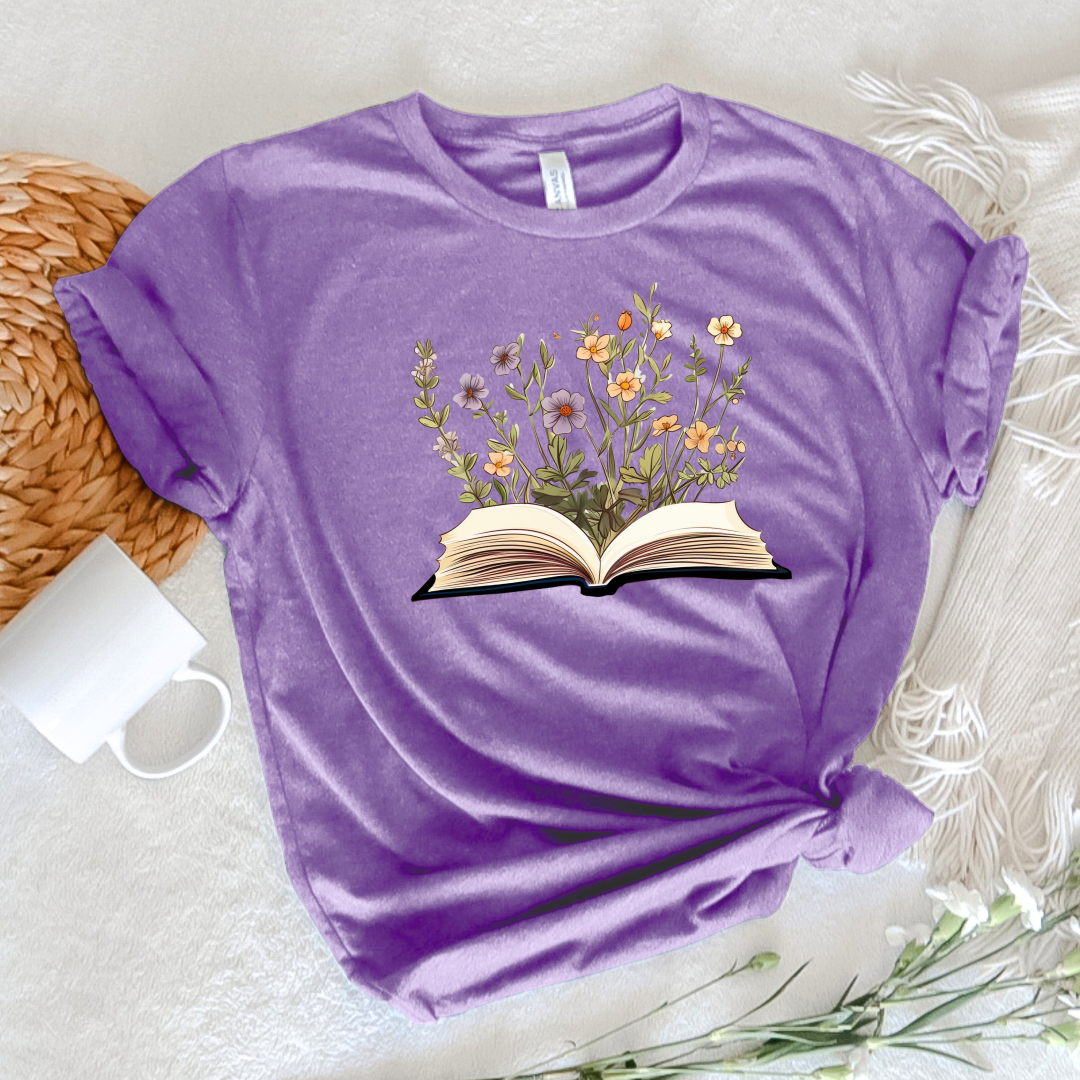 Open Book Flowers T-shirt