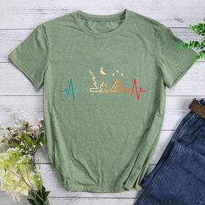 Heartbeat Camping Round Neck T-shirt