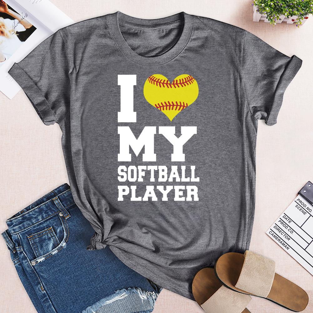 T-shirt J'aime mon joueur de softball