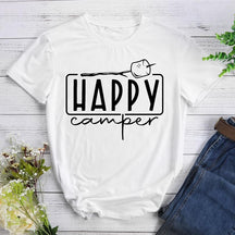 Happy Camper Round Neck T-shirt