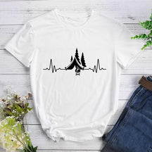 Heartbeat Camping Round Neck T-shirt