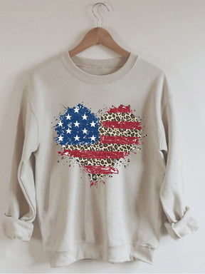 American Flag Leopard Heart Sweatshirt