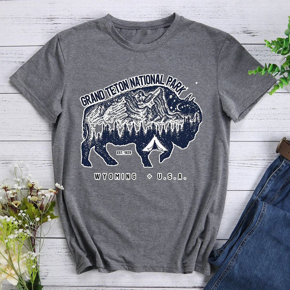 Grand Teton National Park Bison Hiking T-shirt