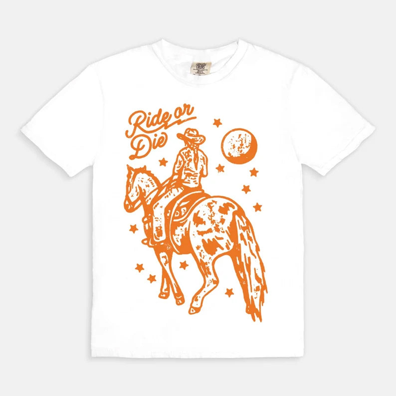 Vintage Ride or Die Cowgirl Horse T-Shirt