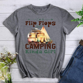 Camping Kinda Girl Round Neck T-shirt