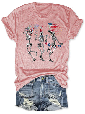 Dancing Skeleton  American Flag T-shirt