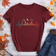 Heartbeat Camping Round Neck T-shirt