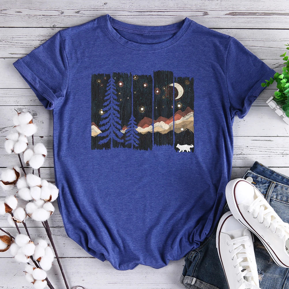 Starry Night In Mountains Hiking T-shirt