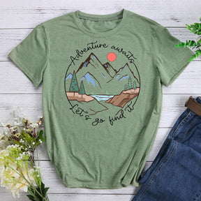 Adventure Awaits Round Neck T-shirt