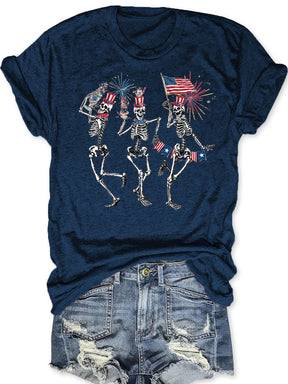 Dancing Skeleton  American Flag T-shirt