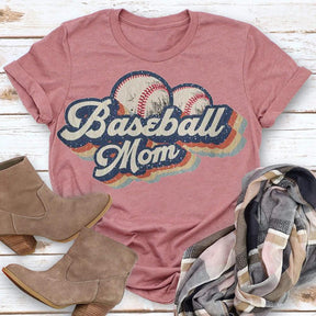 Baseball Mom Print T-shirt