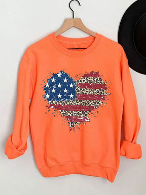 American Flag Leopard Heart Sweatshirt