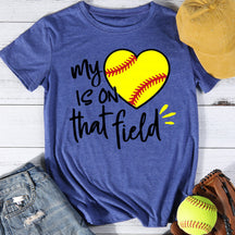 Mon cœur est sur ce T-shirt de softball de terrain