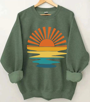 Retro Sunset Rays Wavy Sweatshirt