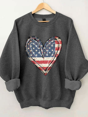 America Flag Heart Sweatshirt