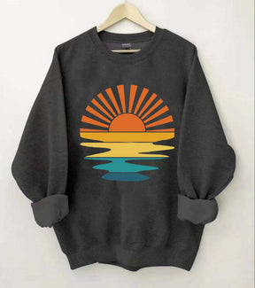 Retro Sunset Rays Wavy Sweatshirt