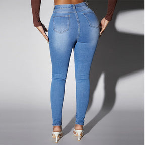 Jean skinny asymétrique délavé 