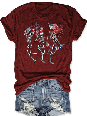 Dancing Skeleton  American Flag T-shirt