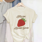 Letter & Strawberry Print T-shirt