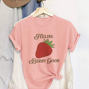 Letter & Strawberry Print T-shirt