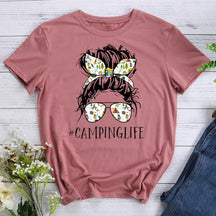 Camping Life Women Round Neck T-shirt