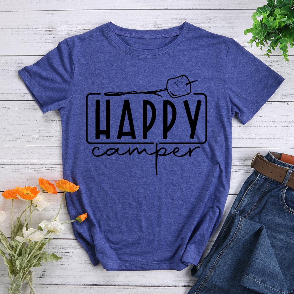 Happy Camper Round Neck T-shirt