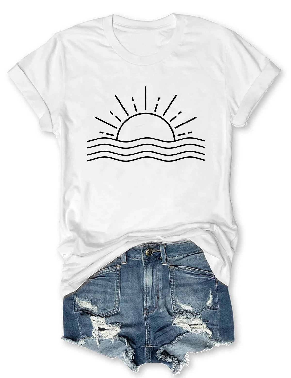 Comfort Retro Ocean Sun T-shirt