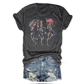 Dancing Skeleton  American Flag T-shirt