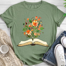 T-shirt Il y a des fleurs qui fleurissent dans le livre