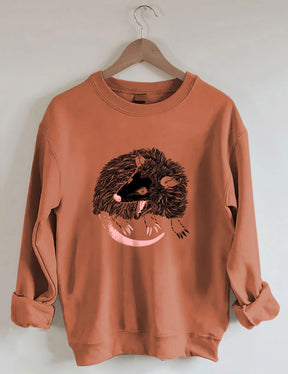 Lässiges Sweatshirt mit Opossum-Print 