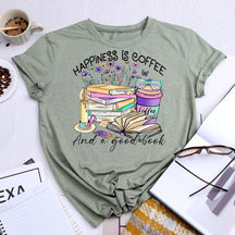 T-shirt col rond amateur de café et de livres