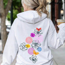 Sweat à capuche Doodle de fleurs aux contours floraux