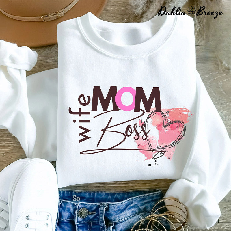 Mom Wife Boss Crewneck Sweatshirt