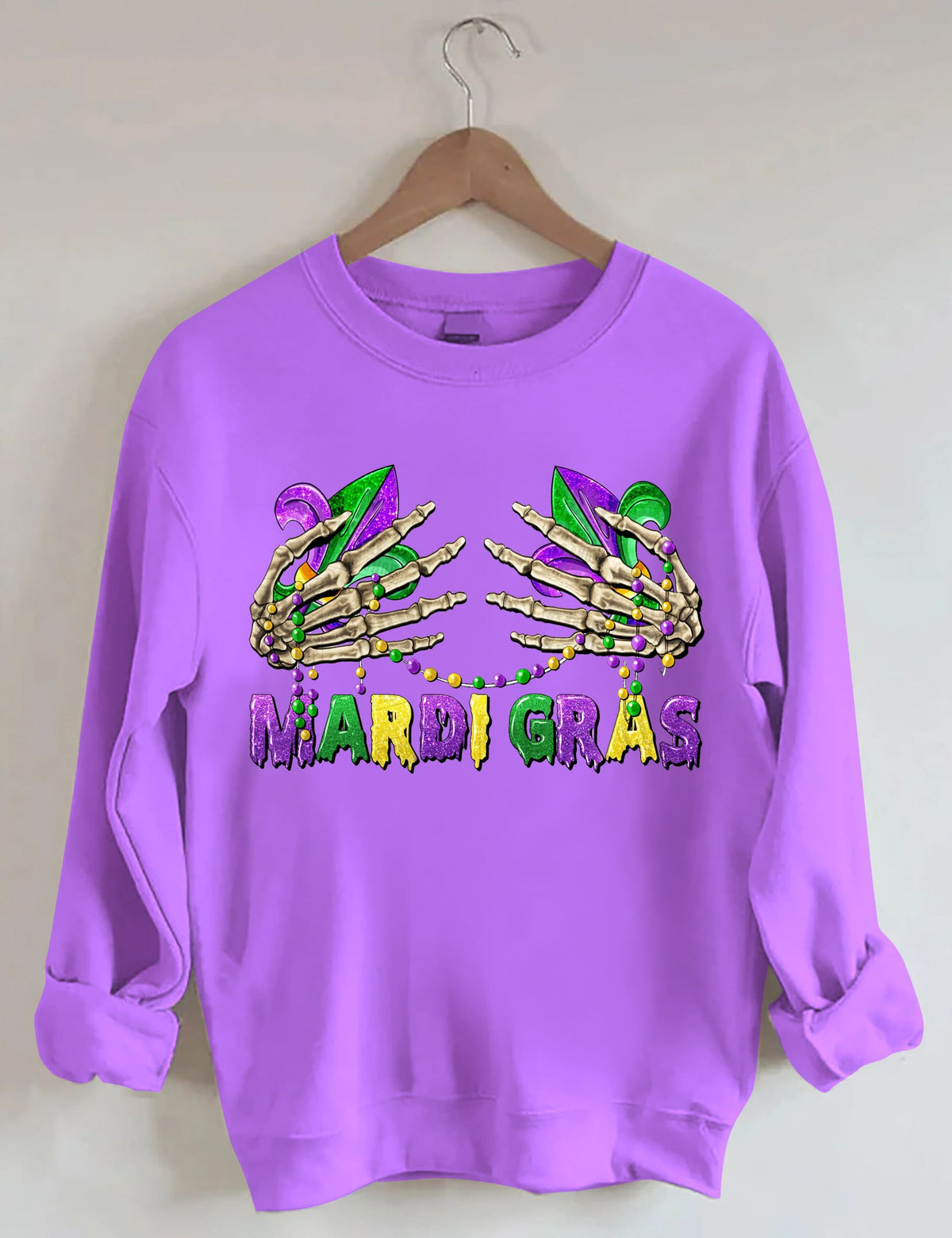 Sweat-shirt mains squelettes du Mardi Gras