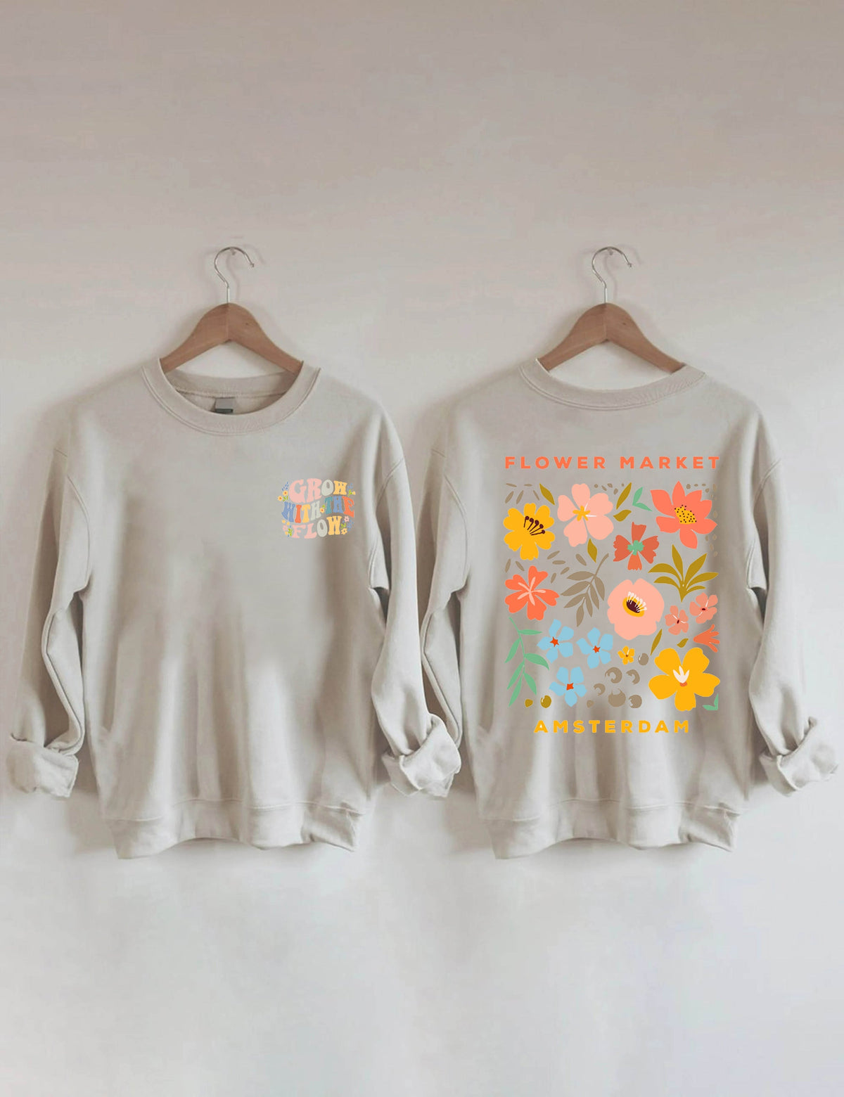 Sweat-shirt Boho à col rond et fleurs sauvages