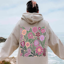 Kapuzenpullover mit Wildblumen-Natur-Print