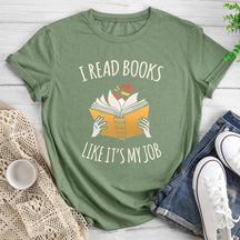 T-shirt col rond je lis des livres comme si c'était mon travail