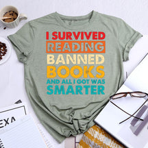 I Survived Reading Banned Books Round Neck T-shirt